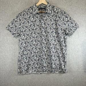 PERRY ELLIS Button Up Shirt Mens XL Paisley Short Sleeve Casual